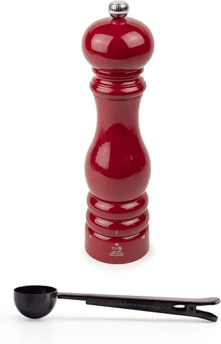 Peugeot Paris u'Select - Juego de regalo de molino de sal de 9 pulgadas, color rojo pasión, con cuchara para especias de acero inoxidable, clip para