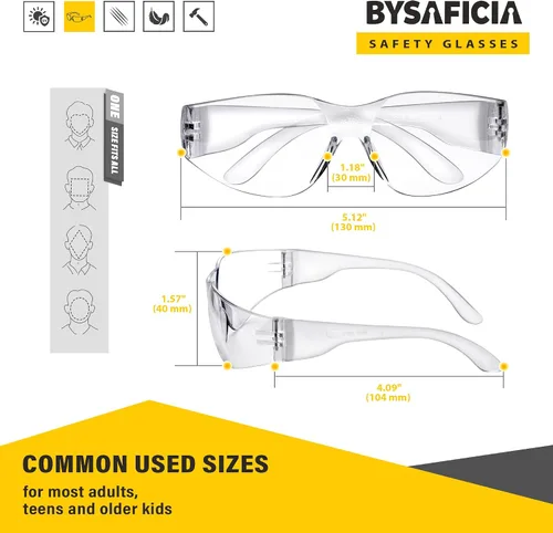 Miniatura 6 de Gafas de seguridad transparentes a granel paquete de 24, protección UV y lentes resistentes a los impactos, gafas de seguridad para hombres
