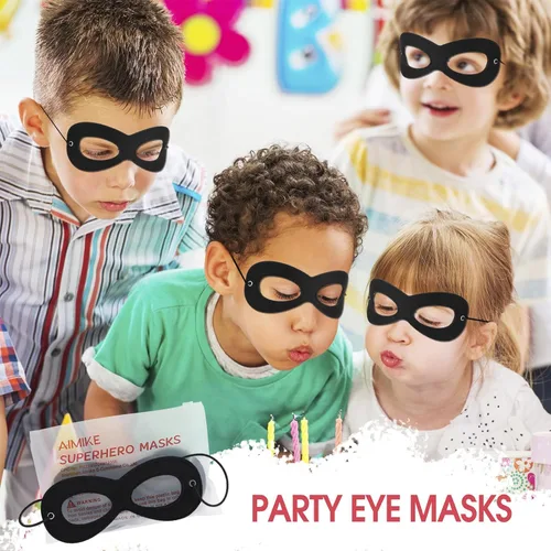 Miniatura 4 de Máscara de superhéroe AIMIKE, máscara de ojos de fieltro negro, disfraz de Halloween, máscara ajustable con cuerda elástica