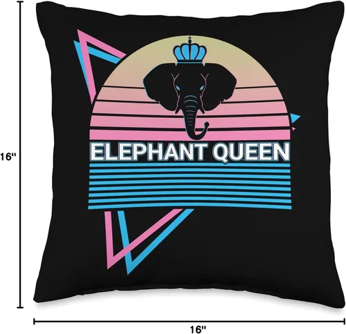 Miniatura 4 de Elephant Lover Gifts Elephant Queen - Almohada retro, 16 x 16 pulgadas, multicolor