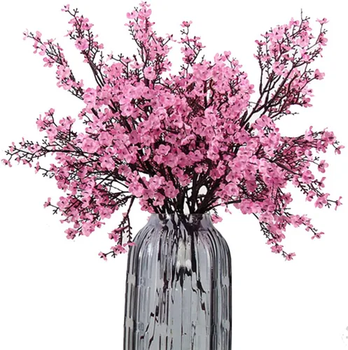 Miniatura 8 de JAKY-Global Flores Artificiales de Tela Aliento de Bebé 12 Ramos Plantas de Seda Falsas Europeas Decoración de Boda Fiesta Ramos de Tacto Real DIY