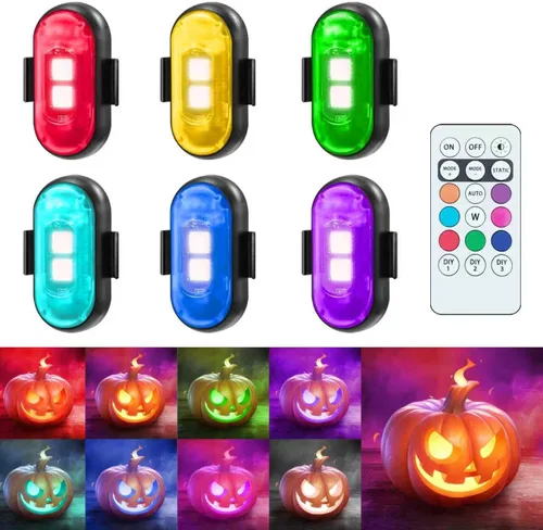 Luces estroboscópicas RGB para aviones con control remoto, luz estroboscópica inalámbrica LED de 8 colores, multimodo, luces de advertencia