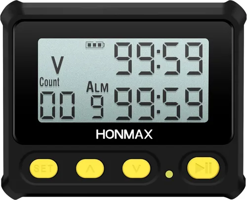Miniatura 4 de Temporizador de intervalo 8200 y cronómetro, retroiluminación, carga USB-C, reloj Negro y amarillo