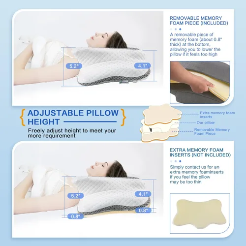 Miniatura 2 de Almohada Cervical para Alivio del Dolor y Soporte del Cuello, Almohada Ergonómica Ajustable para Dormir Cómodamente, Almohadas Ortopédicas de Espuma