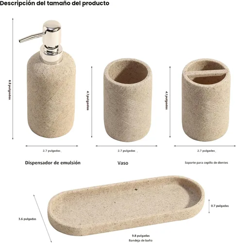 Miniatura 3 de Juego de accesorios de baño, organizador de baño para encimera, dispensador de jabón y soporte para cepillo de dientes, taza de enjuague bucal