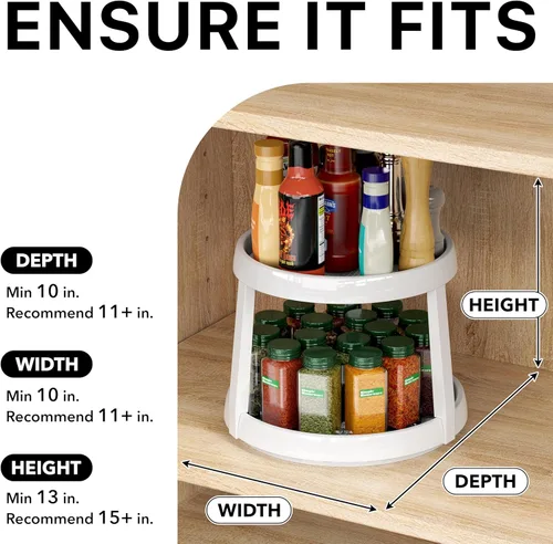 Miniatura 6 de Simple Houseware Organizador de especias Lazy Susan de 2 niveles, 10 pulgadas de diámetro, blanco/gris