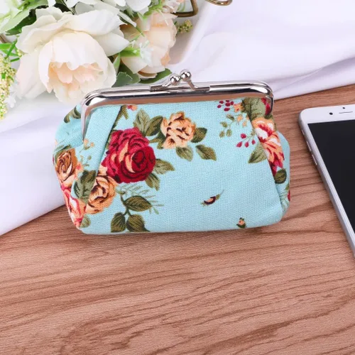 Miniatura 9 de Oyachic Monedero estampado vintage con hebilla y cierre de broche floral para mujeres y niñas