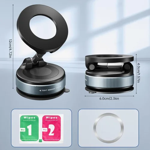 Miniatura 6 de WRJ Soporte de teléfono para automóvil, [96+LBS Suction+2500gf Magnetic] Soporte de teléfono ajustable de 360° para Magsafe, soporte de teléfono