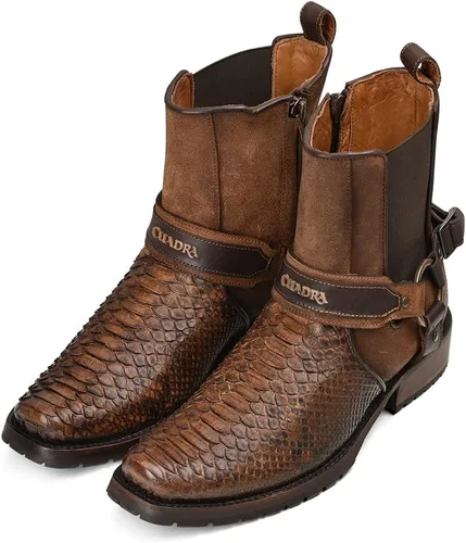 Miniatura 7 de Cuadra Botín para hombre en piel auténtica pitón marrón 1J2LPH