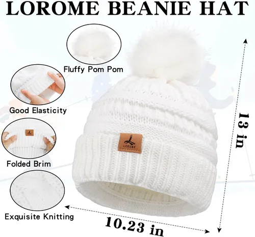 Miniatura 2 de Winter Hat Scarf Gloves and Ear Warmer, Warm Knit Beanie Hat Touch Screen Gloves Set Winter Gifts Neck Scarves for Women