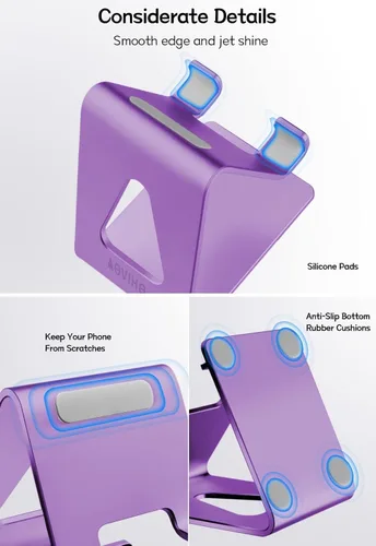 Miniatura 3 de Aoviho - Soporte para teléfono móvil, soporte para escritorio, soporte de aluminio para iPhone 15 14 13 12 pro 11 X Xs max 8 7 6 6s Plus SE Samsung