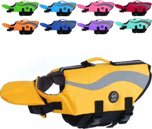 Miniatura 20 de EMUST Chalecos salvavidas ajustables para perros pequeños con flotabilidad mejorada, chaleco de natación para perros pequeños con asa de rescate