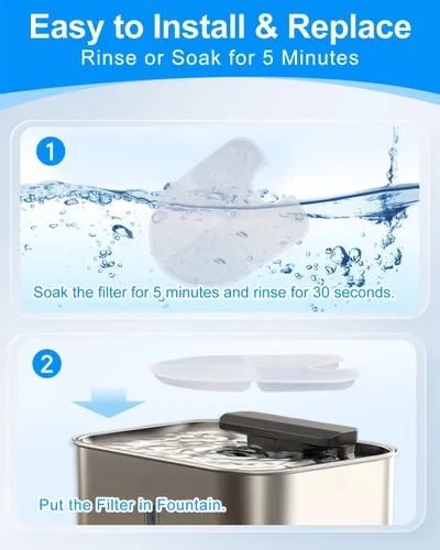 Miniatura 5 de FEELNEEDY - Paquete de 8 + 8 filtros de repuesto compatibles con FEELNEEDY dispensador de agua para perros de 3 galones / 12 litros FN-W13, filtros