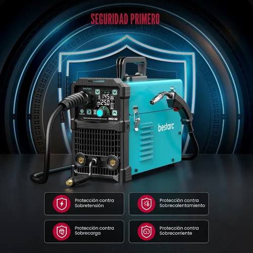 Miniatura 9 de bestarc 145Amp Soldador MIG, 110V 220V Soldador de núcleo de flujo MIG/Lift TIG/Stick Máquina soldadora 4 en 1, Máquina de soldadura con gran