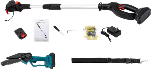 Miniatura 5 de Mini motosierra inalámbrica 2 en 1, motosierra inalámbrica con 2 baterías, motosierra eléctrica pequeña con barra de extensión, motosierra