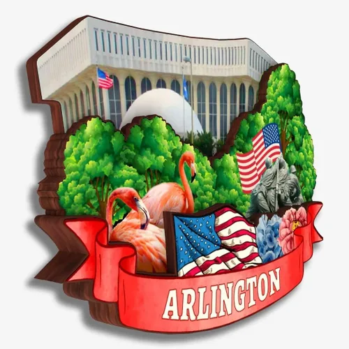 Miniatura 2 de Arlington - Imán de madera para nevera, colección de madera en 3D, hecho a mano, recuerdos de ciudad, decoración del hogar, regalo -312