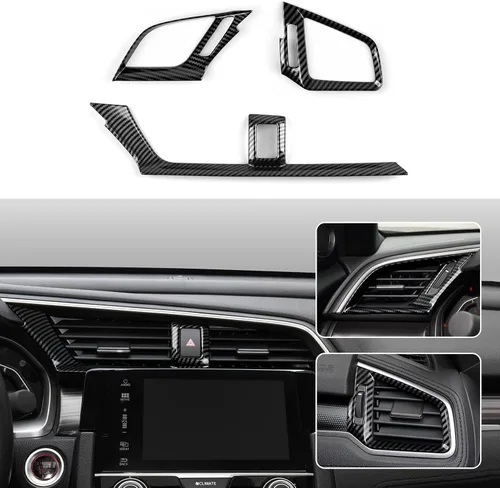 Miniatura 21 de Calcomanías de panel de consola central de aire acondicionado para Honda Civic 2016-2021, accesorios de 10ª generación, calcomanías de fibra