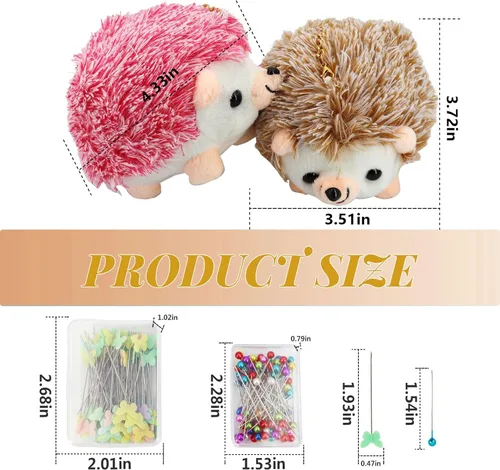 Miniatura 6 de 2 Juego de Cojín de Costura de Erizo con 200 Alfileres de Costura para Proyectos de Costura DIY, Decoración de Joyería, Trabajos de Modista Rosa