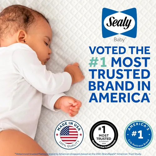 Miniatura 8 de Colchón de cuna Sealy Baby Butterfly Knit transpirable, certificado GREENGUARD GOLD, hecho en EE.UU., espuma premium, funda lavable y fácil