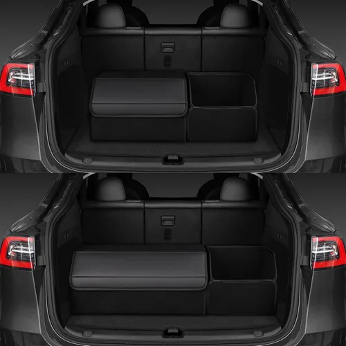 Miniatura 2 de Organizadores de coche y almacenamiento para SUV, organizador de maletero para sedán, caja elegante plegable de cuero con tapa, contenedores