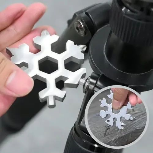 Miniatura 5 de Sakerplus Multiherramienta de copo de nieve 18 en 1, multiherramienta compacta de acero inoxidable para uso diario, aventuras al aire libre