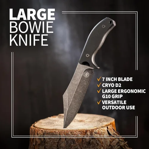 Miniatura 7 de Cuchillo Bowie de hoja fija Caiman XXL de Off-Grid Knives con acero Cryo D2, empuñaduras G10, vaina de Kydex, para acampada, bushcraft, caza, Coyote