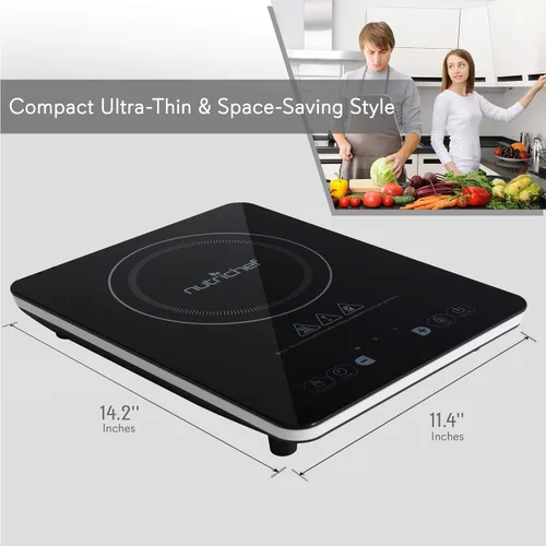 Miniatura 4 de NutriChef Placa de cocción eléctrica de inducción – Quemador de estufa portátil digital único digital para encimera, bloqueo de seguridad