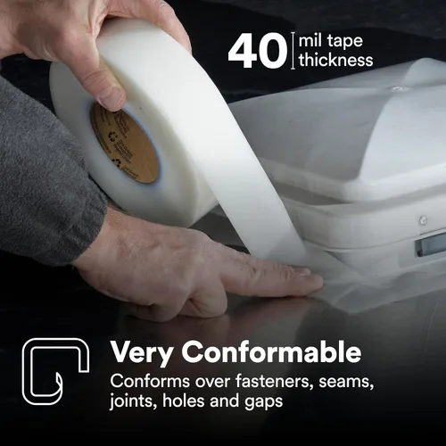 Miniatura 5 de 3M White Extreme Sealing Tape 4411W+ - 3 pulgadas x 36 yardas, 1 rollo - Alto rendimiento, impermeable, duradero, adhesivo acrílico de una sola cara