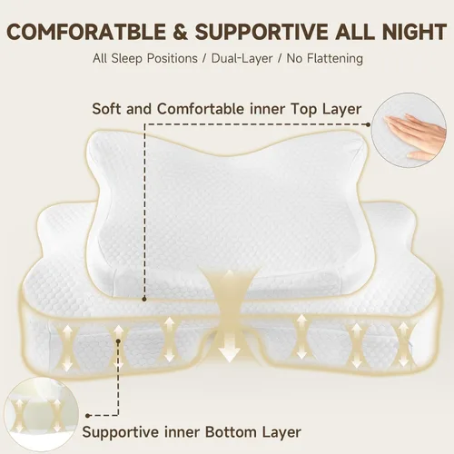 Miniatura 3 de Almohada para dormir de lado para adultos con funda de enfriamiento, almohada ergonómica de espuma viscoelástica para personas que duermen de lado