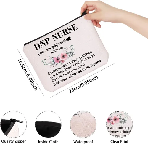 Miniatura 2 de TSOTMO Doctor en práctica de enfermería Regalo de graduación de enfermería para DNP bolsa de cremallera bolsa de maquillaje, Beige, Resuelve