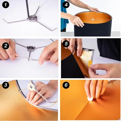 Miniatura 3 de Wellmet 13"x13"x10" Pantalla de lámpara para montar, para lámpara de mesa, lámpara de cabecera, lámpara de pie, pantalla de tambor de tela