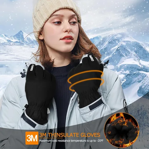 Miniatura 7 de Cevapro Winter Thermal Gloves for Men Women, -20 Anti-Slip Waterproof Deerskin Suede Insulated Touchscreen Gloves.
