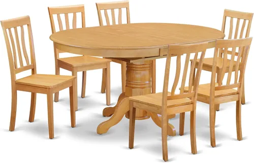 Miniatura 15 de East West Furniture AVAT7-BLK-W Juego de mesa de comedor moderno de 7 piezas consta de una mesa de madera ovalada con hoja de mariposa y 6 sillas