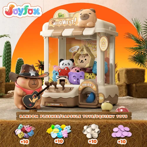 Miniatura 2 de Capybara - Máquina de garras para niños, con juguetes de peluche y cápsulas, 3 controles estilo moneda, luces y música, regalo para edades de 3 años