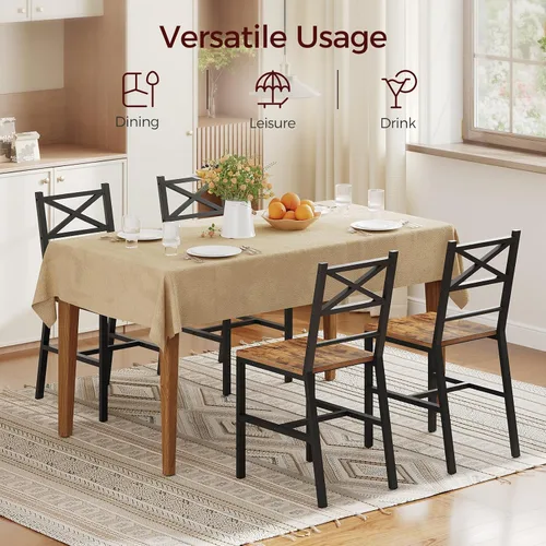 Miniatura 2 de MAHANCRIS Juego de 2 Sillas de Comedor, Sillas de Cocina de Madera Rústica con Respaldo, Sillas de Comedor Estilo Granja para Cocina, Silla