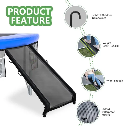 Miniatura 3 de Eurmax USA - Escalera deslizante universal para cama elástica fácil de montar, acero resistente, accesorio para trampolín para niños, para subir