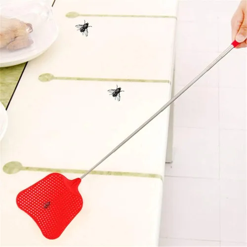 Miniatura 6 de Matamoscas extensible, juego de matamoscas de plástico duradero, matamoscas telescópico con mango de acero inoxidable para interior/aula/oficina