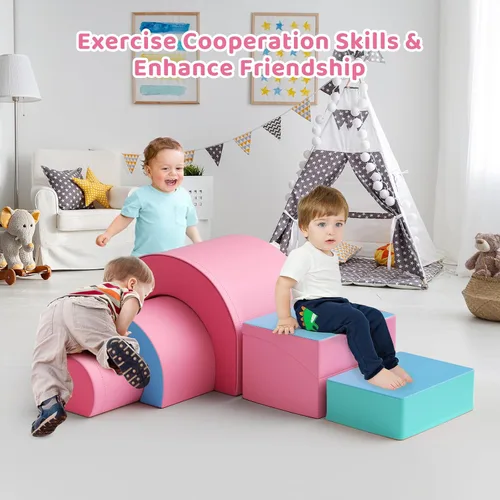 Miniatura 5 de Lischwert - Juego de bloques de espuma para escalar, juguetes blandos para escalar para niños pequeños, juego de 5 piezas para gatear y escalar