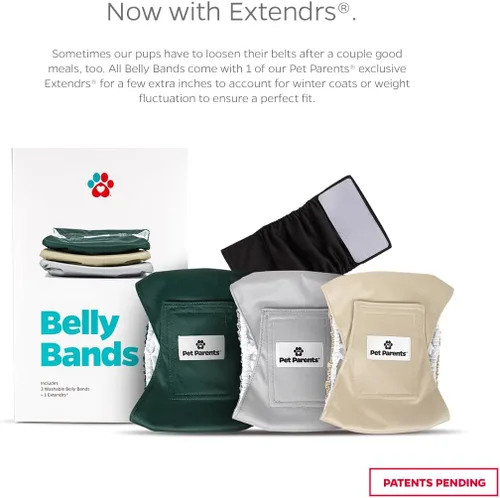 Miniatura 2 de Pet Parents® Bandas para el vientre lavables para perros machos (paquete de 3) + Extendrs® de pañales duraderos para perros machos, pañales premium