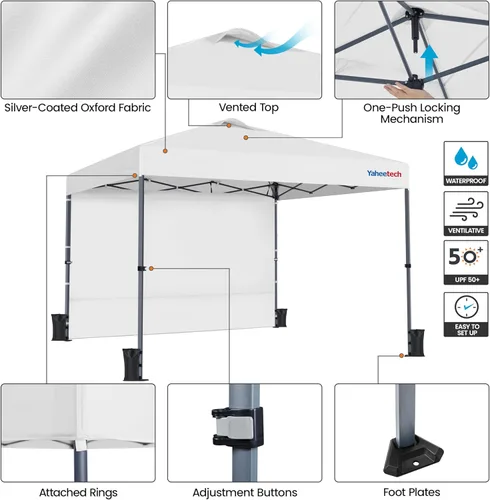 Miniatura 5 de Yaheetech Tienda de campaña desplegable de 10 x 10 pies con 4 paredes laterales y configuración de un solo empuje y bolsa enrollable, tienda