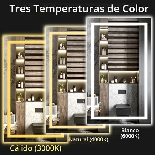 Miniatura 4 de Espejo de baño LED de 30 x 48 pulgadas con luces, regulable, antivaho, espejo de tocador de baño para pared, retroiluminado + luz frontal, función