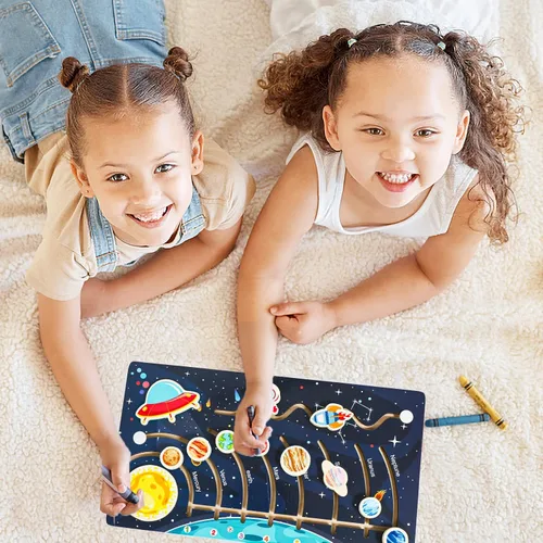 Miniatura 6 de Zeoddler Rompecabezas de sistema solar móvil para niños de 3 a 6 años, juguetes espaciales de madera, planetas para niños, actividades