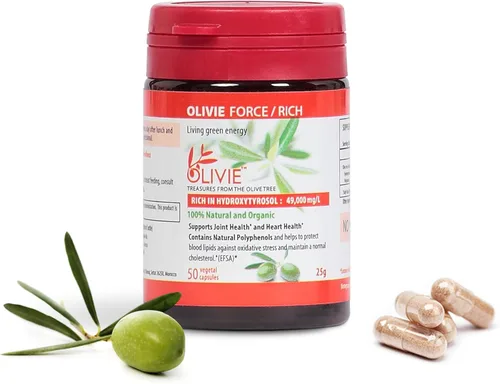 Cápsulas de extracto de hoja de olivo orgánico Olivie Force/Rich | Suplemento de polifenol antioxidante para adultos | Suplemento de apoyo para la