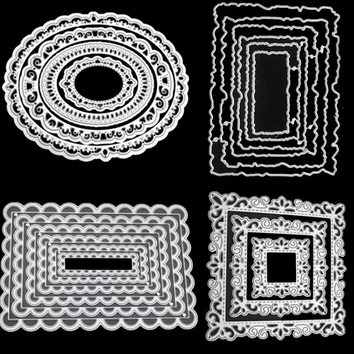 4 juegos de troqueles de metal - Troqueles de marco, plantillas y moldes para manualidades y álbumes de recortes DIY