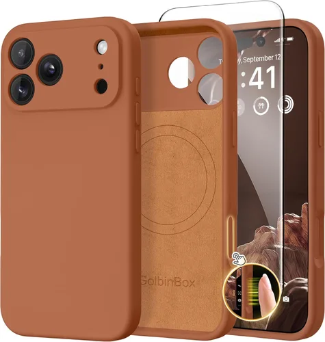Miniatura 98 de GolbinBox Funda magnética para iPhone 17, compatible con MagSafe, cubierta de silicona integrada para control de cámara, funda de silicona líquida a