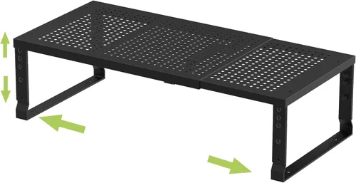 Jojocross Organizador de cocina apilable ajustable y expandible para especias, estantes de almacenamiento de despensa de metal, estante de mostrador