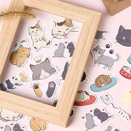 Miniatura 4 de Calcomanías de tamaño pequeño para laptop, 45 piezas de Doraking en caja, decoración de gatos súper lindos para laptop, planificadores, álbumes
