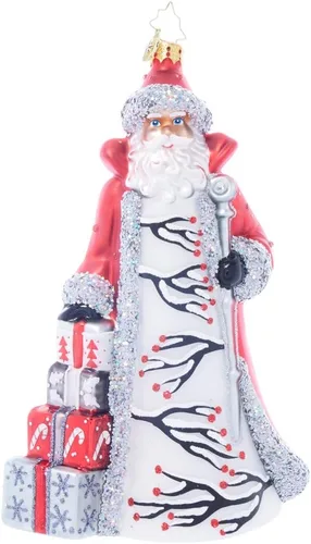 Adorno de árbol de Navidad decorativo de vidrio hecho a mano europeo de Christopher Radko, Ardisia Crenata Claus