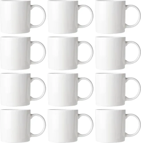 AmorArc Tazas de café de 12 oz en color blanco mate, tazas de café de cerámica con asa grande para hombre, mujer, juego de tazas de café ligeras