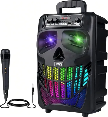 E I F E R Altavoces Bluetooth Cool Skull, Altavoz Portátil Inalámbrico, Compatible con Smartphones y Tablets, Adecuado para Hogar, Jardín, Fiesta
